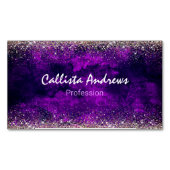 キュートなダークパープル金ゴールドフェイクグリッター マグネット名刺 (正面)