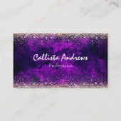 キュートなダークパープル金ゴールドフェイクグリッター 名刺 (正面)