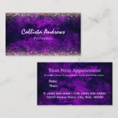 キュートなダークパープル金ゴールドフェイクグリッター 名刺 (正面/裏面)