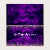 キュートなダークパープル金ゴールドフェイクグリッター 名刺 (外部フラット)