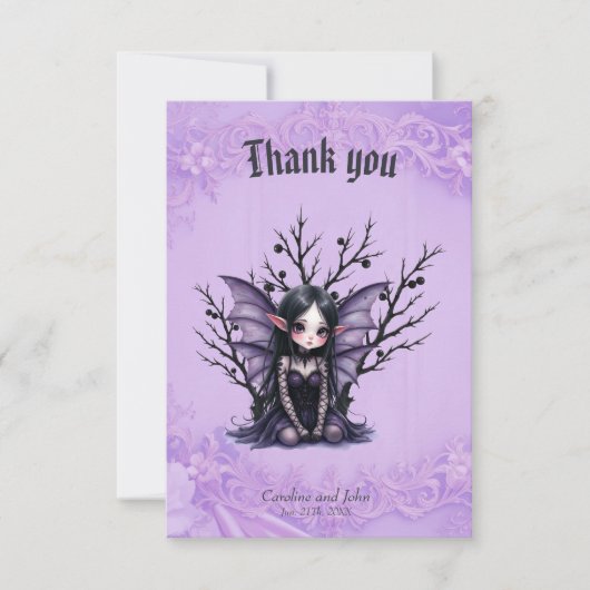 キュートなダークフェアリー、こうもり翼 サンキューカード (正面)