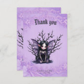 キュートなダークフェアリー、こうもり翼 サンキューカード (正面/裏面)
