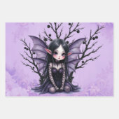 キュートなダークフェアリー、こうもり翼 ラッピングペーパーシート (正面3)