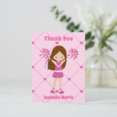 キュートなチアリーダーピンクパーソナライズされたありがとう ポストカード (スタンド正面)