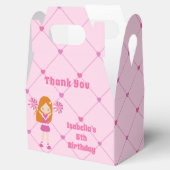 キュートなチアリーダーレッドヘッドガールピンク誕生日パーティー フェイバーボックス (オープン)