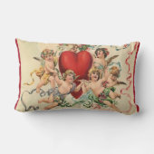 キュートなチェリュブとバレンタイン赤いハート ランバークッション (裏面)