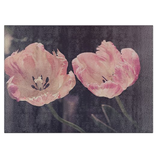 キュートなチューリップの花 - 名前入り カッティングボード (正面)