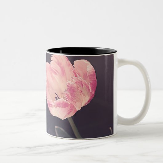 キュートなチューリップの花 - 名前入り ツートーンマグカップ (右)