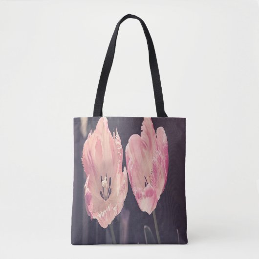 キュートなチューリップの花 - 名前入り トートバッグ (正面)