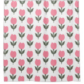 キュートなチューリップ花のパターン |任意の背景色 シャワーカーテン (正面)