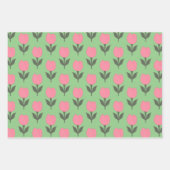 キュートなチューリップ花のパターン |任意の背景色 ラッピングペーパーシート (正面3)