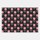 キュートなチューリップ花のパターン |任意の背景色 ラッピングペーパーシート (正面2)