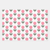 キュートなチューリップ花のパターン |任意の背景色 ラッピングペーパーシート (正面)