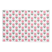 キュートなチューリップ花のパターン |任意の背景色 枕カバー (裏面)