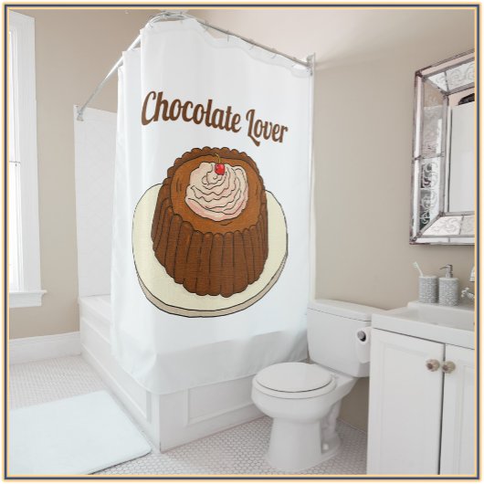 キュートなチョコホリックのチョコレート好き シャワーカーテン