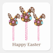 キュートなチョコレートのイースターの吸盤を追加文字 スクエアシール (正面)