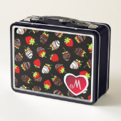 キュートなチョコレートカバーのイチゴ メタルランチボックス (裏面)