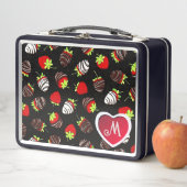 キュートなチョコレートカバーのイチゴ メタルランチボックス (インサイチュ)