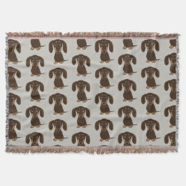キュートなチョコレートダッチンズパターン | ウィーナードッグ スローブランケット