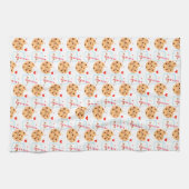 キュートなチョコレートチップクッキーとミルクのグラス キッチンタオル (横)