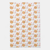 キュートなチョコレートチップクッキーとミルクのグラス キッチンタオル (縦)