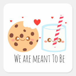 キュートなチョコレートチップクッキーとミルクのグラス スクエアシール