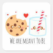 キュートなチョコレートチップクッキーとミルクのグラス スクエアシール (正面)