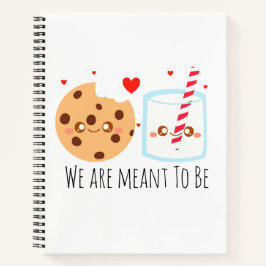 キュートなチョコレートチップクッキーとミルクのグラス ノートブック