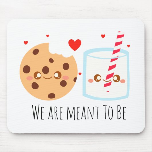 キュートなチョコレートチップクッキーとミルクのグラス マウスパッド (正面)