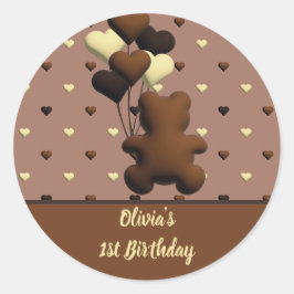 キュートなチョコレートベア誕生日シール ラウンドシール