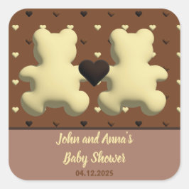 キュートなチョコレートベア赤ちゃんシャワー四角シール スクエアシール
