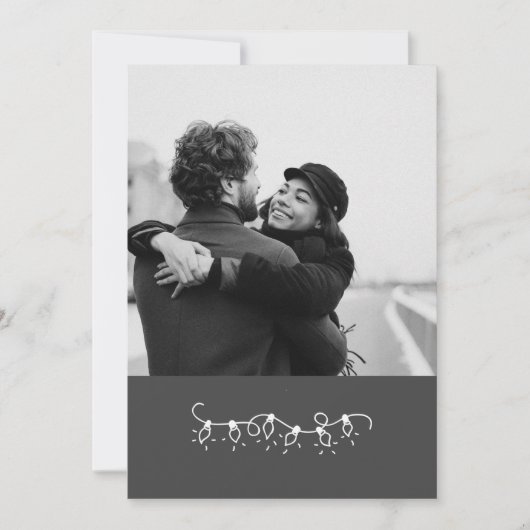 キュートなチョーククリスマスツリー白黒写真 シーズンカード (正面)