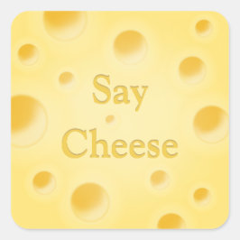 キュートなチーズ切り分けイエローチーズスライス「Say Cheese」 スクエアシール