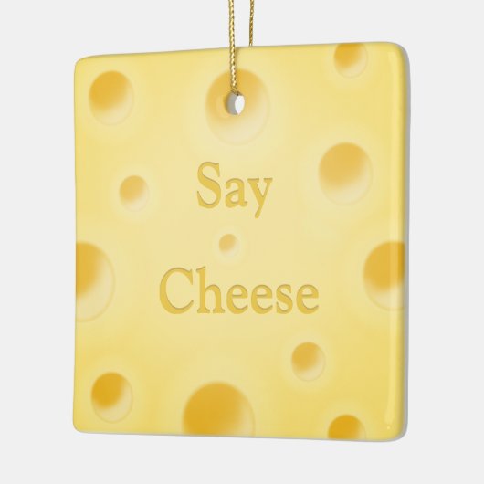 キュートなチーズ切り分けイエローチーズスライス「Say Cheese」 セラミックオーナメント (左)