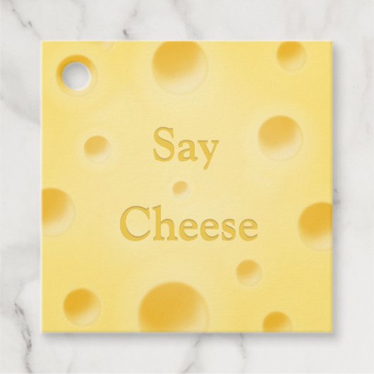キュートなチーズ切り分けイエローチーズスライス「Say Cheese」 フェイバータグ (正面)