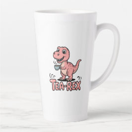 キュートなティーレックス ピンクの恐竜 – お茶の時間です! カフェラテマグ