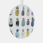 キュートなテクスチャパイナップル、ヴィンテージコレクション。 ガラスオーナメント (正面右)
