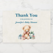 キュートなテディベアとギフトありがとう スパークリングワインラベル (シングルラベル)