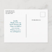 キュートなテディベアとクリスマスプレゼントありがとう ポストカード (裏面)