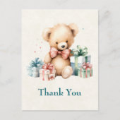 キュートなテディベアとクリスマスプレゼントありがとう ポストカード (正面)