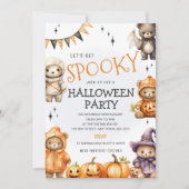 キュートなテディベアのハロウィン仮装パーティー招待状 招待状 (正面)
