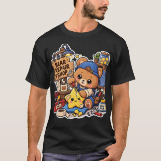 キュートなテディベアのビンテージコラージュTシャツ Tシャツ