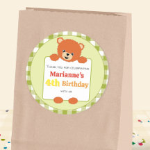 キュートなテディベアのピクニック 誕生日パーティ ギンガム柄のクラシック