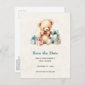 キュートなテディベア贈り物とデートを保存 案内ポストカード (正面/裏面)