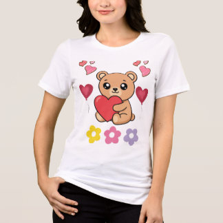 キュートなテディベア バレンタイン トライブレンドTシャツ
