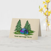 キュートなテントキャンピングカードの追加 カード (黄色い花)