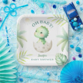 キュートなディノ熱帯恐竜の赤ちゃんシャワー ペーパープレート (パーティー)