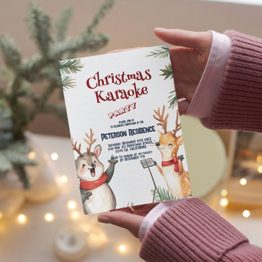 キュートなデザートがクリスマスカラオケを歌うパーティー 招待状