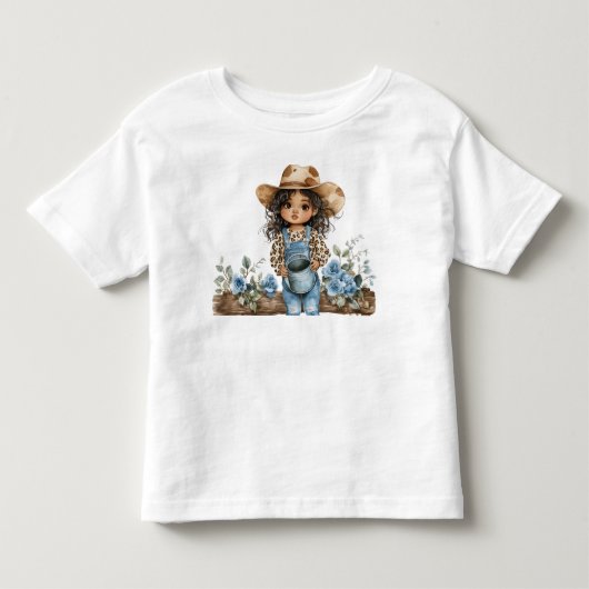 キュートなデニムカウガール３ トドラーTシャツ (正面)