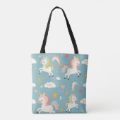 キュートなトゥルコイズユニコーン子供へ トートバッグ (裏面)